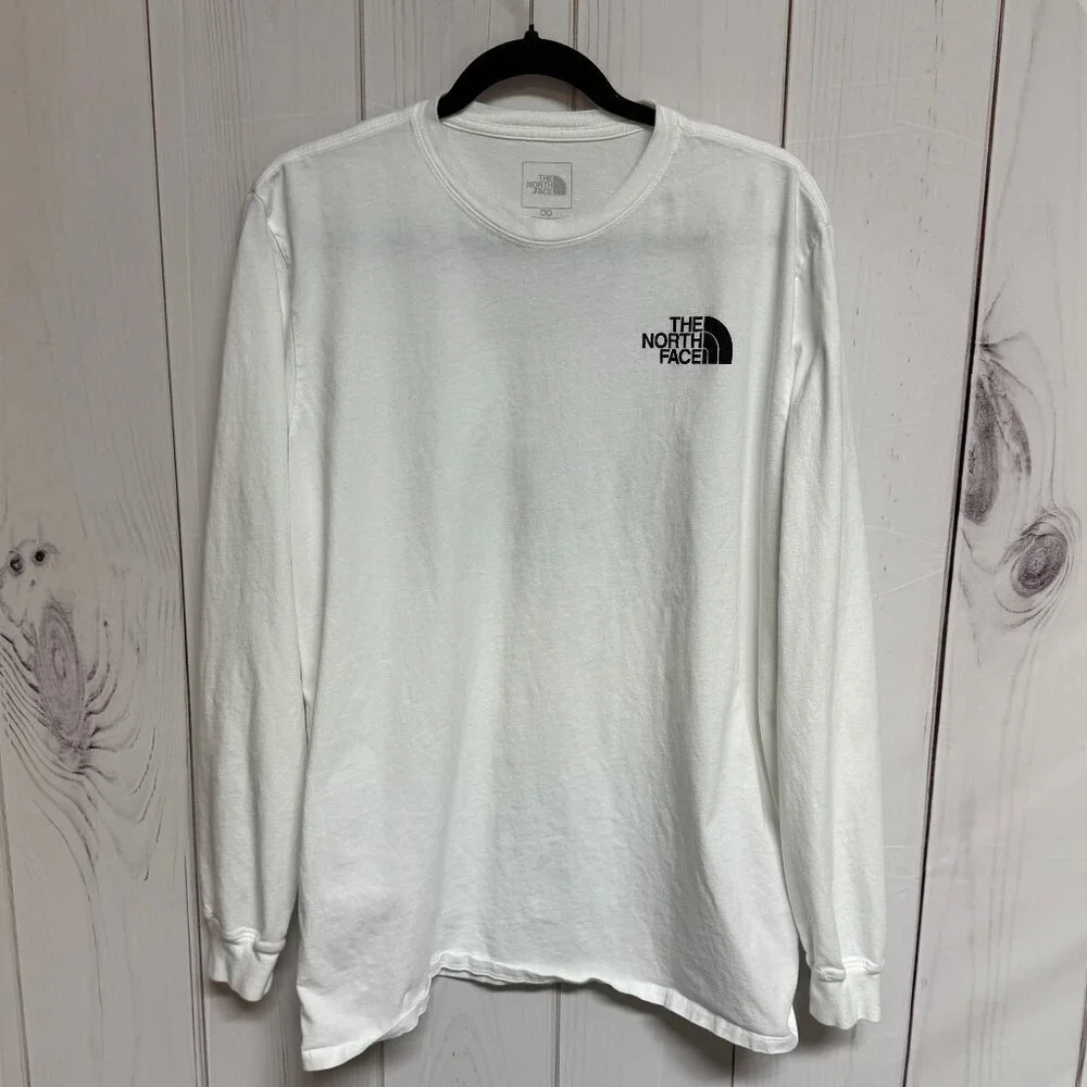 The North Face Men’s XL‎ White Long Sleeve Back Logo Graphic Tee Shirt EUC